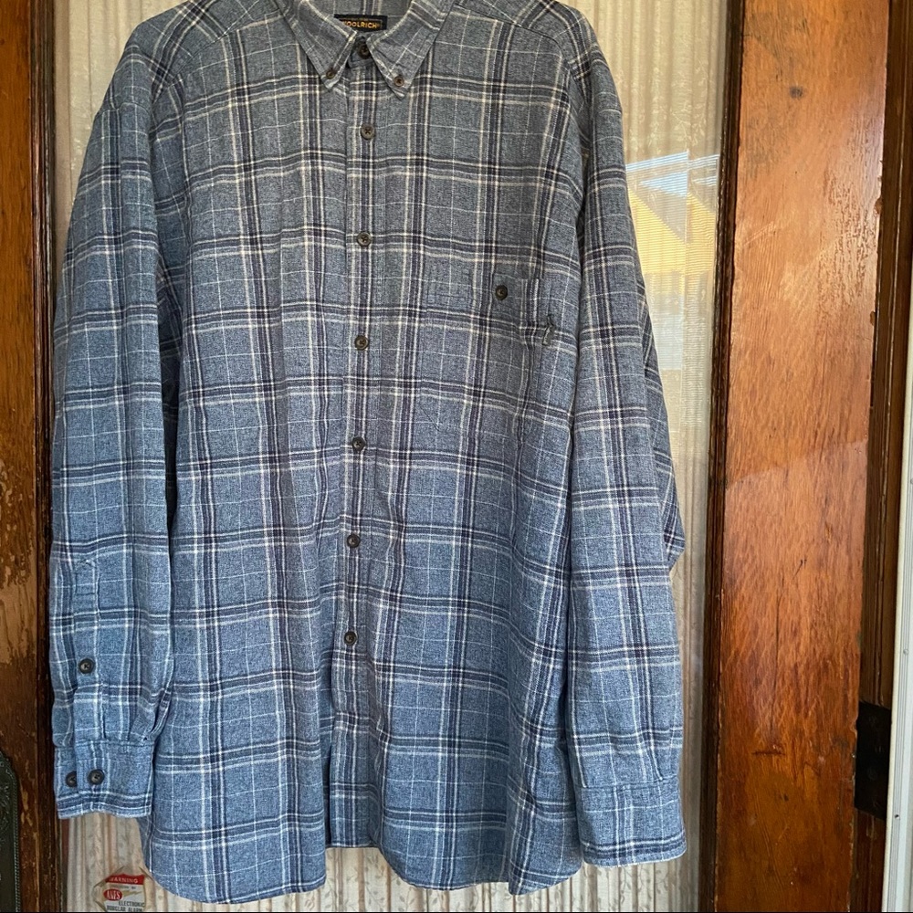Woolrich Button Down Plaid Shirt Long Slv Blue XL